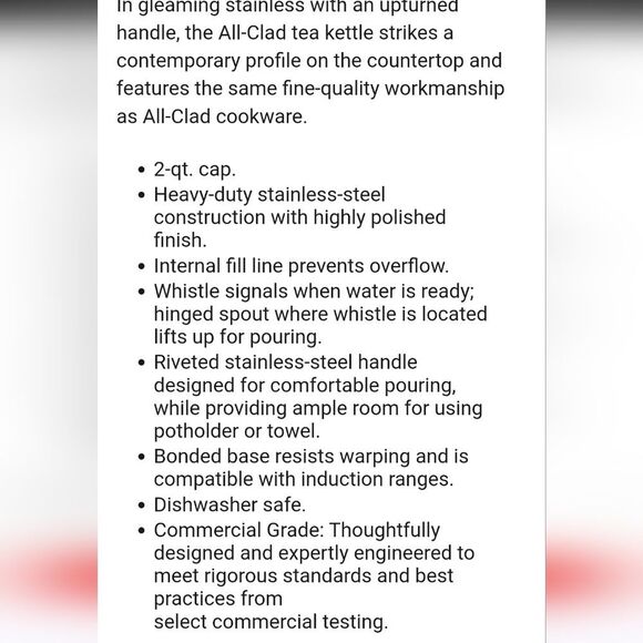 All-Clad Stainless Steel Tea Kettle - Picture 4 of 7